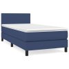 vidaXL Posteľný rám boxspring s matracom modrý 90x190 cm látka