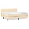 vidaXL Posteľný rám boxspring s matracom krémový 160x200 cm látka