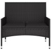 vidaXL 2-miestna záhradná lavička s podložkami čierna polyratan