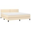 vidaXL Posteľný rám boxspring s matracom krémový 180x200 cm látka