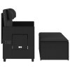 vidaXL Sklápacia záhradná lavička s vankúšmi čierna polyratan