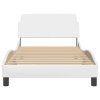 vidaXL Posteľný rám s čelom biely 100x200 cm umelá koža