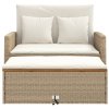 vidaXL Záhradná pohovka s podložkami 2-miestna béžová polyratan+akácia