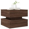 vidaXL Konferenčný stolík s LED svetlami hnedý dub 50x50x40 cm