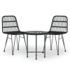 vidaXL 3-dielna záhradná jedálenská súprava čierna polyratan