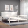vidaXL Posteľný rám s čelom biely 200x200 cm masívne drevo