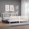 vidaXL Posteľný rám s čelom biely 200x200 cm masívne drevo