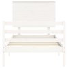 vidaXL Posteľný rám s čelom biely 90x200 cm masívne drevo
