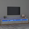 vidaXL TV skrinka s LED svetlami betónová sivá 240 x 35 x 40 cm