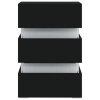 vidaXL Nočný stolík s LED, čierny 45x35x67 cm, kompozitné drevo
