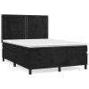 vidaXL Posteľný rám boxspring s matracom čierny 140x190 cm zamat