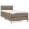 vidaXL Posteľný rám boxspring s matracom sivohnedý 90x190 cm látka