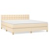 vidaXL Posteľný rám boxspring s matracom krémový 180x200 cm látka