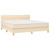 vidaXL Posteľný rám boxspring s matracom krémový 180x200 cm látka