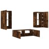 vidaXL 3-dielne TV nástenné skrinky s LED svetlami dymový dub