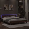 vidaXL Posteľný rám s čelom a LED hnedý dub 200x200 cm