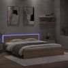vidaXL Posteľný rám s čelom a LED dub sonoma 200x200 cm