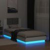 vidaXL Posteľný rám s čelom a LED svetlami biely 100x200 cm
