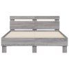 vidaXL Posteľný rám s čelom a LED sivý sonoma 135x190 cm