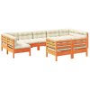 vidaXL 9-dielna záhradná súprava s podložkami, voskovo hnedá, borovica
