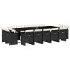 vidaXL 15-dielna záhr. jedálenská súprava s vankúšmi čierna polyratan