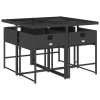 vidaXL 5-dielna záhradná jedálenská súprava a vankúše čierna polyratan