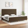 vidaXL Posteľný rám s čelom tmavohnedý 200x200 cm látka
