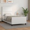 vidaXL Posteľný rám s čelom biely 100x200 cm umelá koža