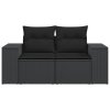 vidaXL Záhradná pohovka s vankúšmi 2-miestna čierna polyrattan