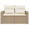 vidaXL Záhradná pohovka s vankúšmi 2-miestna béžová polyratanová