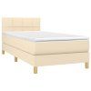 vidaXL Posteľný rám boxspring s matracom krémový 90x190 cm látka