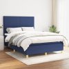 vidaXL Posteľný rám boxspring s matracom modrý 140x200 cm látka