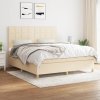 vidaXL Posteľný rám boxspring s matracom krémový 180x200 cm látka