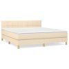 vidaXL Posteľný rám boxspring s matracom krémový 180x200 cm látka