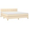 vidaXL Posteľný rám boxspring s matracom krémový 180x200 cm látka