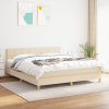 vidaXL Posteľný rám boxspring s matracom krémový 180x200 cm látka