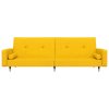vidaXL 2-miestna rozkladacia pohovka s 2 vankúšmi, žltá, zamat