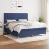 vidaXL Posteľný rám boxspring s matracom modrý 160x200 cm látka