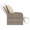 vidaXL Záhradné sklápacie kreslo s vankúšmi bledohnedé polyratan