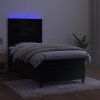 vidaXL Posteľ boxsping s matracom a LED čierna 90x200 cm zamat