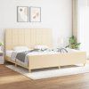 vidaXL Posteľ bez matraca krémová 200x200 cm látka