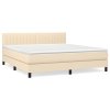 vidaXL Posteľný rám boxspring s matracom krémový 180x200 cm látka