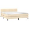 vidaXL Posteľný rám boxspring s matracom krémový 180x200 cm látka