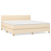 vidaXL Posteľný rám boxspring s matracom krémový 180x200 cm látka