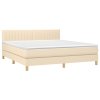vidaXL Posteľný rám boxspring s matracom krémový 180x200 cm látka