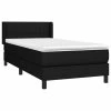 vidaXL Posteľný rám boxspring s matracom čierny 90x190 cm látka