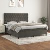 vidaXL Posteľný rám boxspring s matracom tmavosivý 160x200 cm zamat