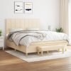 vidaXL Posteľný rám boxspring s matracom krémový 160x200 cm látka