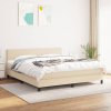 vidaXL Posteľný rám boxspring s matracom krémový 180x200 cm látka