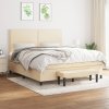 vidaXL Posteľný rám boxspring s matracom krémový 180x200 cm látka